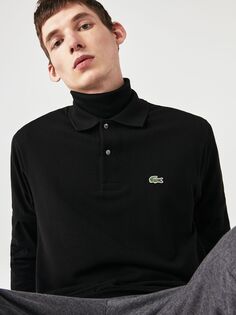 Lacoste L.12.12 Классическая рубашка-поло с короткими рукавами стандартного кроя, черная