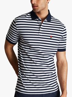 Charles Tyrwhitt England Рубашка-поло из пике с полосками для регби, темно-синий/белый