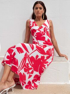 Платье миди с цветочным принтом Ro&amp;Zo, красное Ro&Zo