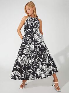 Платье-миди Ro&amp;Zo с цветочным принтом, черный/белый Ro&Zo