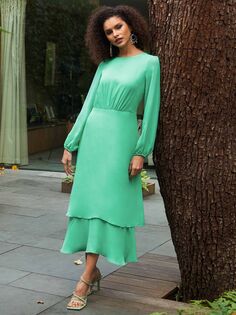 Платье миди с оборками Ro&amp;Zo, зеленое Ro&Zo