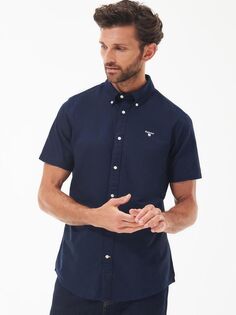 Рубашка Barbour Oxford из хлопка с коротким рукавом, темно-синяя