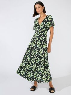 Ro&amp;Zo Petite Daisy Свободное платье миди с V-образным вырезом и цветочным принтом, зеленое Ro&Zo