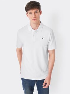 Рубашка-поло Slim Fit из эластичного пике Crew Clothing, белая