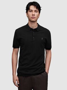 Рубашка-поло с короткими рукавами AllSaints Mode Merino, черная