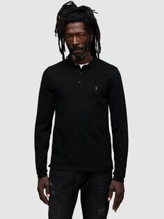 Рубашка-поло с длинными рукавами AllSaints Reform, черная