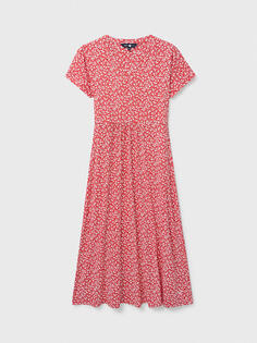 Crew Clothing Платье-миди из джерси Emi Ditsy с цветочным принтом, красный/многоцветный