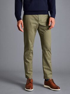 Супертонкие брюки чинос Charles Tyrwhitt Ultimate без глажки, оливково-зеленый