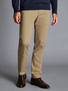 Charles Tyrwhitt Ultimate - хлопковые брюки чинос приталенного кроя без глажки, светло-коричневые