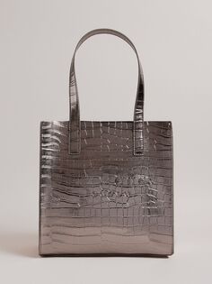 Маленькая сумка-шоппер с изображением крокодила Ted Baker Reptcon, бронза