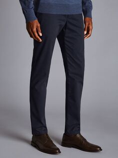 Charles Tyrwhitt Ultimate - хлопковые брюки чинос приталенного кроя без глажки, темно-синие