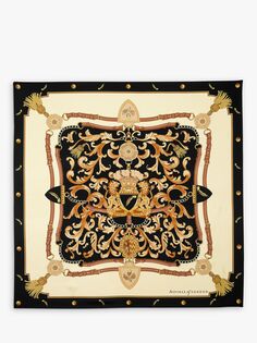 Шелковый квадратный шарф Aspinal of London Signature Shield, черный