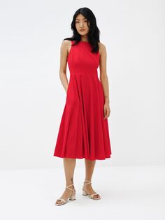 Платье миди без рукавов с квадратным вырезом Theory, красный