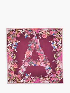 Квадратный шелковый шарф Aspinal of London Ombre с цветочным принтом, Бордо