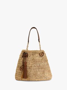 Большая сумка-шоппер Dune Destinations из рафии, натуральный/коричневый