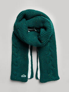 Твидовый вязаный шарф Superdry, лесной зеленый
