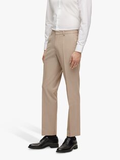 Костюмные брюки из смесовой шерсти HUGO BOSS Leon, белые