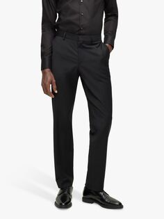 HUGO BOSS Leon Regular Fit Костюмные брюки из смесовой шерсти, черные