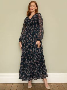 Платье макси Tiffany Rose для беременных Bella, темно-синий с цветочным принтом