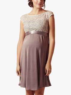 Платье для беременных с вышитым лифом Tiffany Rose Mia, темно-трюфельный