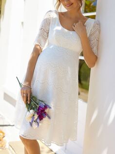 Короткое кружевное свадебное платье для беременных Tiffany Rose Verona, цвет слоновой кости