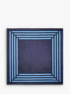 Шелковый шарф Aspinal of London с геометрическим квадратом, темно-синий