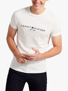 Футболка с круглым вырезом и логотипом Tommy Hilfiger, цвет Snow White