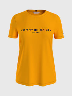 Хлопковая футболка с логотипом Tommy Hilfiger, цвет Деревенский желтый