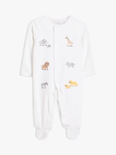 Велюровый комбинезон John Lewis baby safari Animal кремового цвета