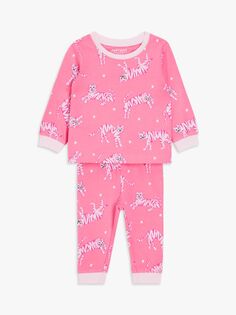 Пижамный комплект John Lewis Anyday Baby с тигровым принтом, розовый