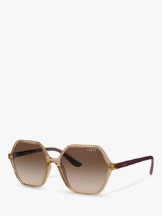 Женские солнцезащитные очки Vogue VO5361S неправильной формы, прозрачная карамель/коричневый с градиентом