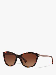 Ralph RA5201 Поляризованные солнцезащитные очки кошачий глаз, розовая черепаха/коричневый с градиентом