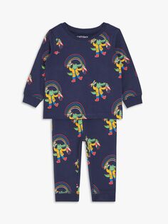 Пижамный комплект John Lewis Anyday Baby Rainbow цвета крокодила темно-синего цвета