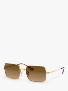 Поляризованные прямоугольные солнцезащитные очки унисекс Ray-Ban RB1969, золотисто-коричневый с градиентом