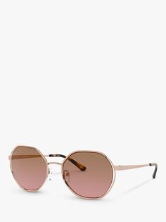 Michael Kors MK1072 Женские круглые солнцезащитные очки Porto, розовое золото/коричневый