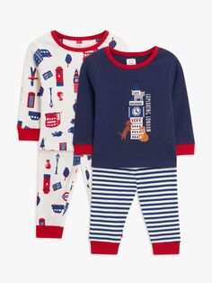 Пижамный комплект John Lewis baby London с верхом и низом, 2 мульти-комплекта