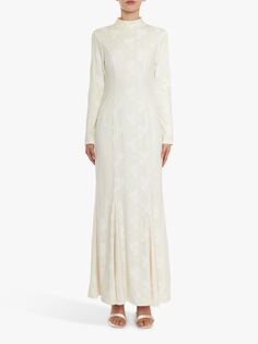 Кружевное платье макси с высоким воротником True Decadence Serenity, белое