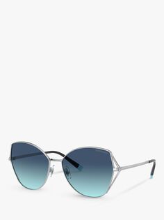 Женские солнцезащитные очки-бабочки Tiffany &amp; Co TF3072, серебристо-синий с градиентом