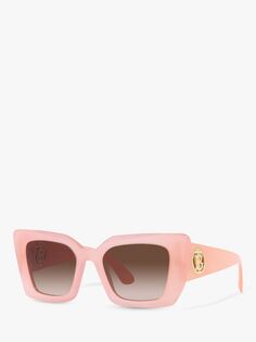Burberry BE4344 Женские квадратные солнцезащитные очки, розово-коричневые с градиентом