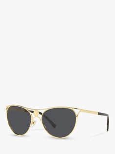 Versace VE2237 Женские солнцезащитные очки кошачий глаз, золотистый/серый