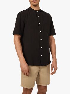 Рубашка с воротником Grandad из органического хлопка Warehouse, черная