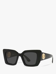 Burberry BE4344 Женские квадратные солнцезащитные очки, черный блеск/серый