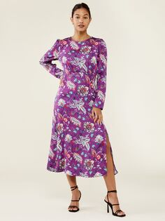 Платье-миди с цветочным принтом Finery Selma, фиолетовое