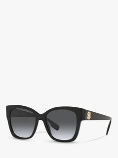 Женские поляризационные квадратные солнцезащитные очки Burberry BE4345 Ruth, черно-серые с градиентом