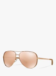 Michael Kors MK5004 Женские солнцезащитные очки-авиаторы Chelsea, золотистый/зеркально-розовый