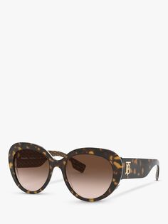 Женские солнцезащитные очки кошачий глаз Burberry BE4298, темно-гаванский/коричневый с градиентом
