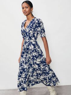 Платье миди с принтом Finery River Mimosa, темно-синий