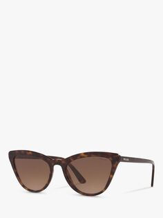 Prada PR 01VS Женские солнцезащитные очки Catwalk, черепаховый/коричневый с градиентом