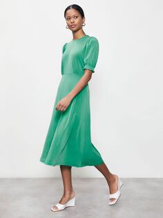 Платье-миди из крепа Finery Lilybelle, зеленое