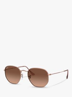 Солнцезащитные очки Ray-Ban RB3548N унисекс, шестиугольные, медный/коричневый с градиентом